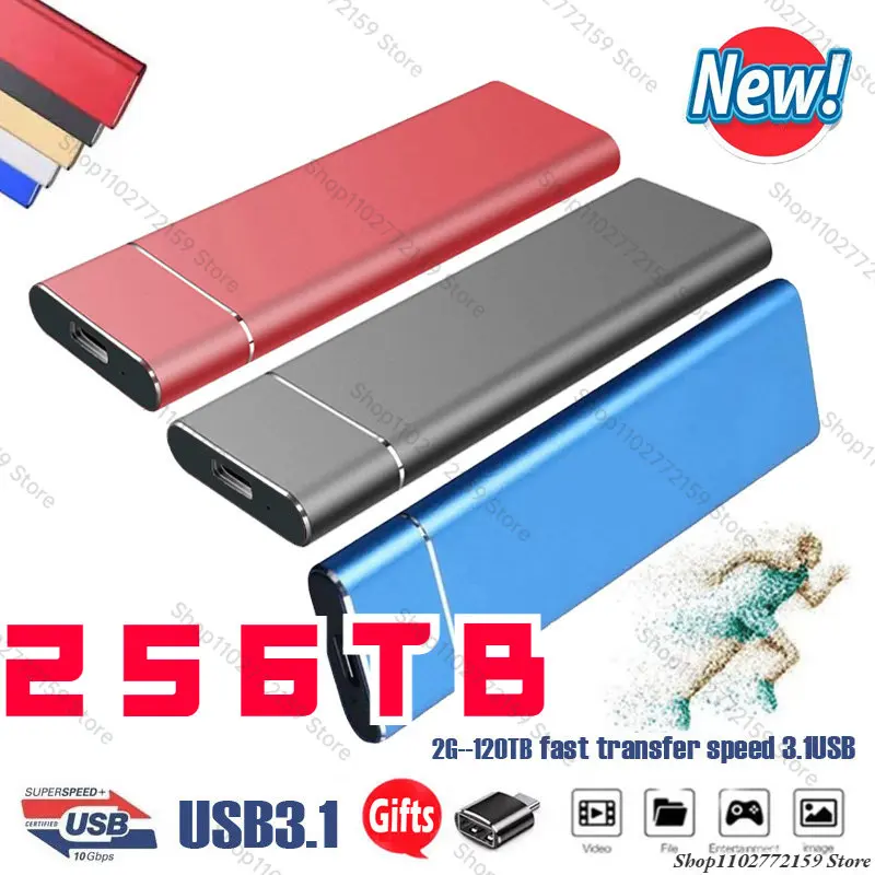

2/8TB Portable High-Speed Mobile Solid State Drive 500/512GB 4/16/64/1TB SSD Mobile Hard Drives External Storage Decives Laptop