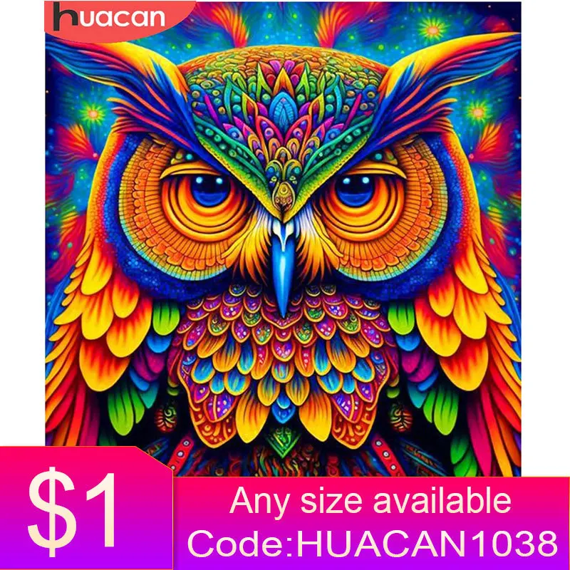 

HUACAN Full Diamond Painting Novelties 2023 Owl Embroidery Animal Full Square Mosaic Kit Creative Hobbies Home Decor