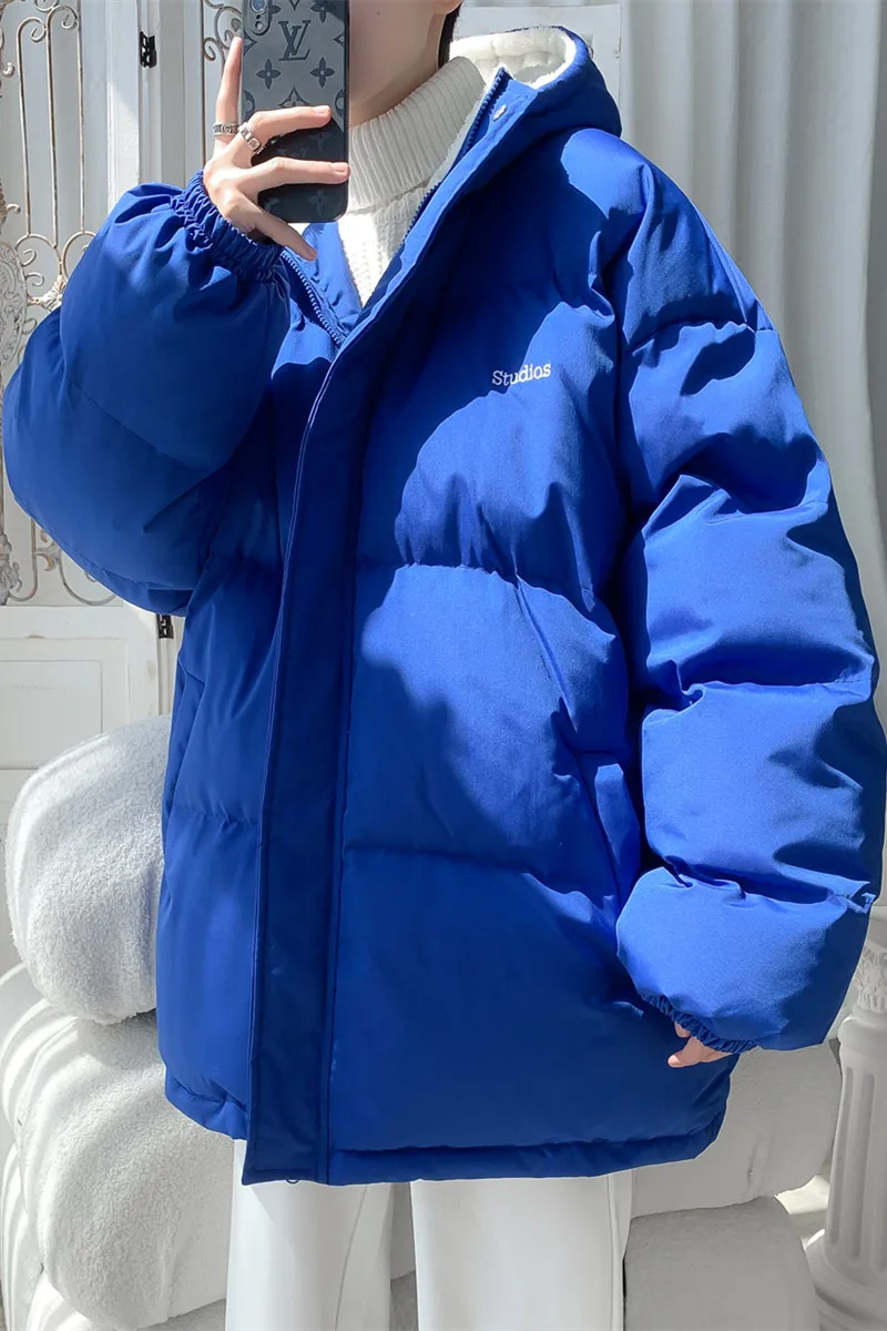 EOENKKY/Fleece Thicken 2022 Men Winter Coat Hooded Oversize Parkas Korean Style Male Padded Coat Warm Jackets M-5XL