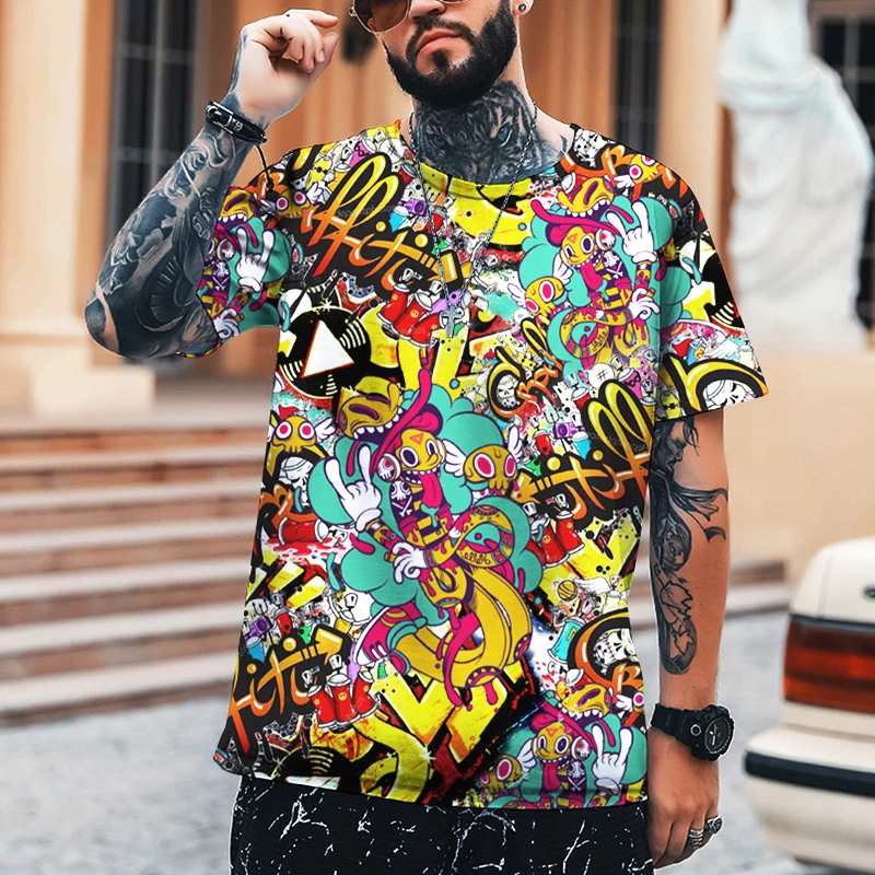 

Funny Hip-hop Puzzle 3D Printed Men's Shirt, Round Neck T-shirt, High-quality Lycra Polyester Oversized Casual Wear S-5XL