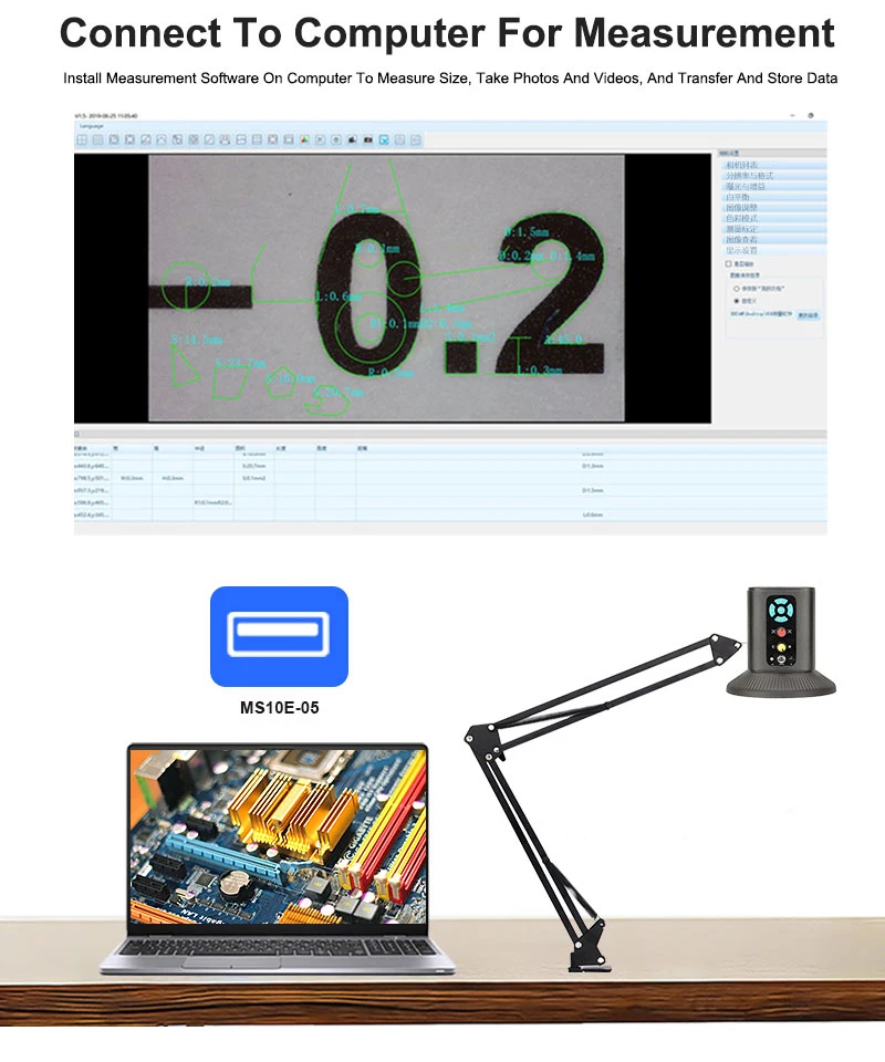 Фото 3 в 1: интегрированная 4K UHD камера-микроскоп с HDMI и Type-C, электрическим зумом, 60 светодиодными кольцевыми лампами, объективом с широким полем зрения, штативом и настольной подставкой. №5