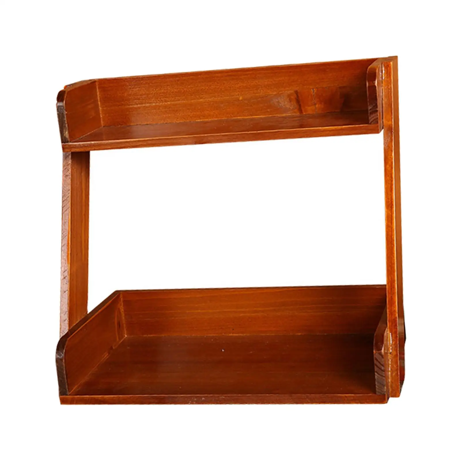 Retro Wooden Desktop Shelves 2 Tier for Bathroom Table Figurines