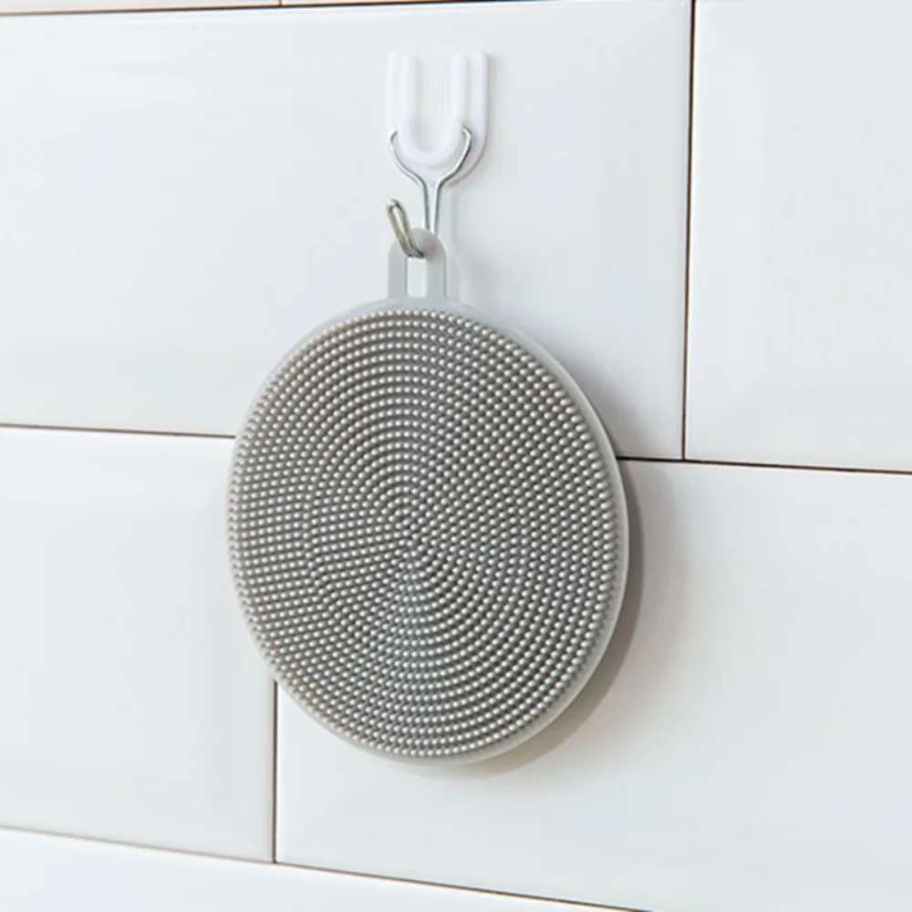Двусторонняя многоразовая пищевая щетка круглой формы для фруктов и овощей