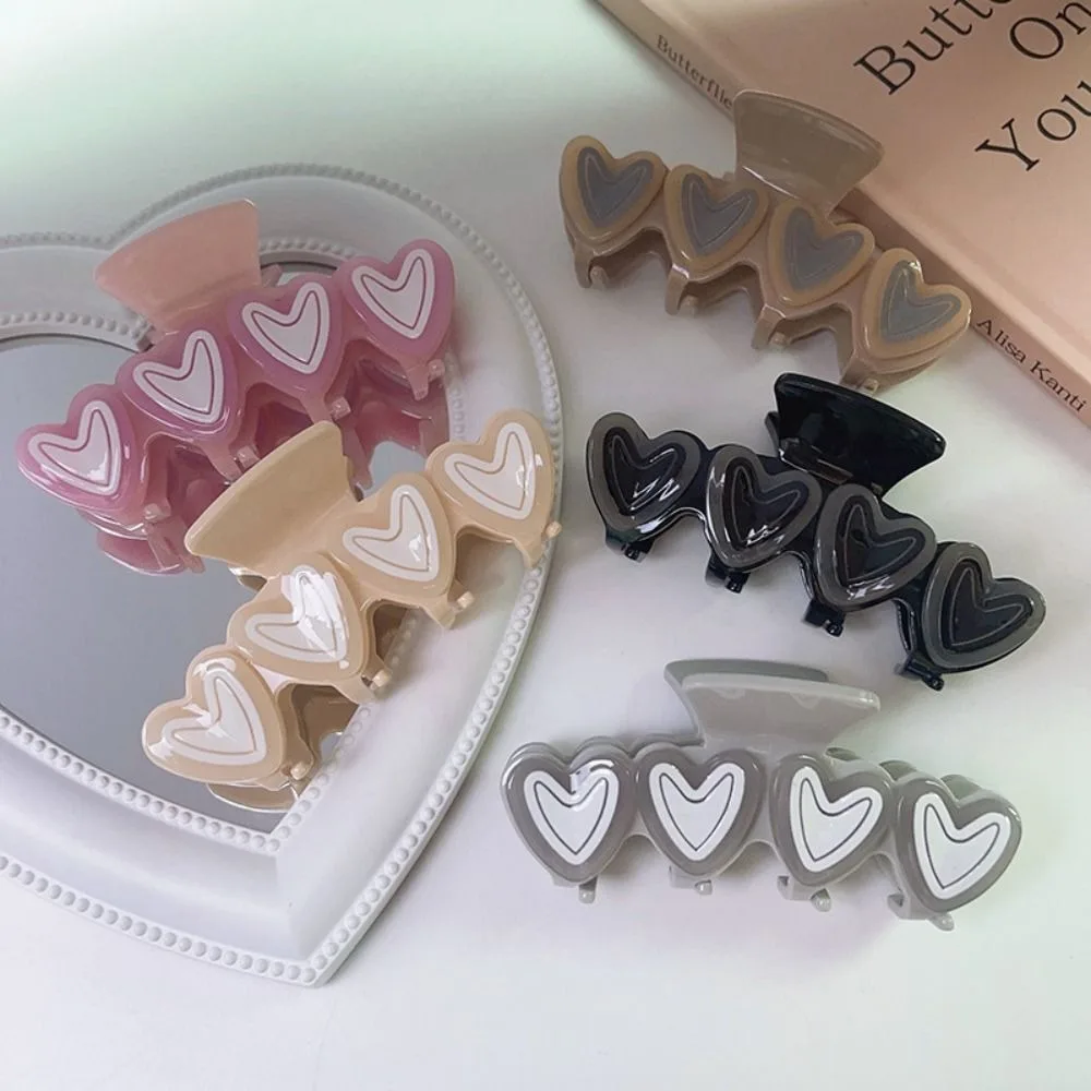 

Large Acetic Acid Hair Claw Headdress Korean Style Hair Crab Claw Ponytail Holder Hair Clip Heart Shape Shark Clip Female/Girls