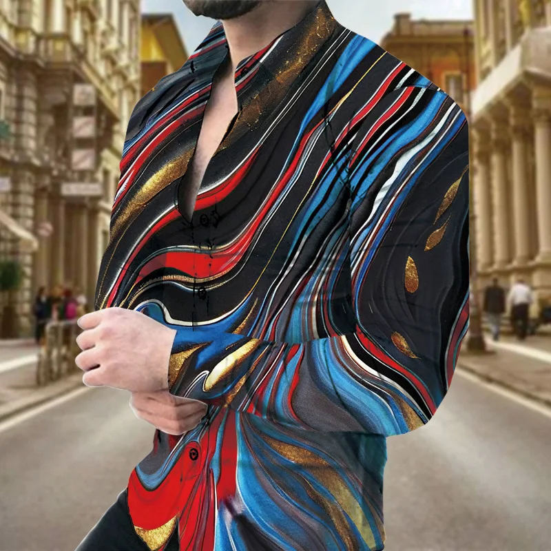 

New Abstract 3D Printed Men's Fashion Casual Shirt plus Size Men's Clothing