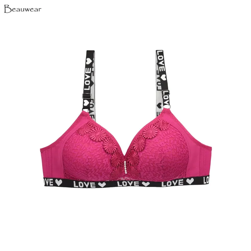 

Beauwear Letter Print Floral Bralette for women 38C-44C adjust bras for girls spring no wire underwear