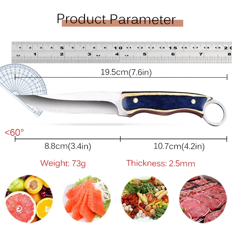 Монгольский нож для мяса карманный резец с деревянной ручкой