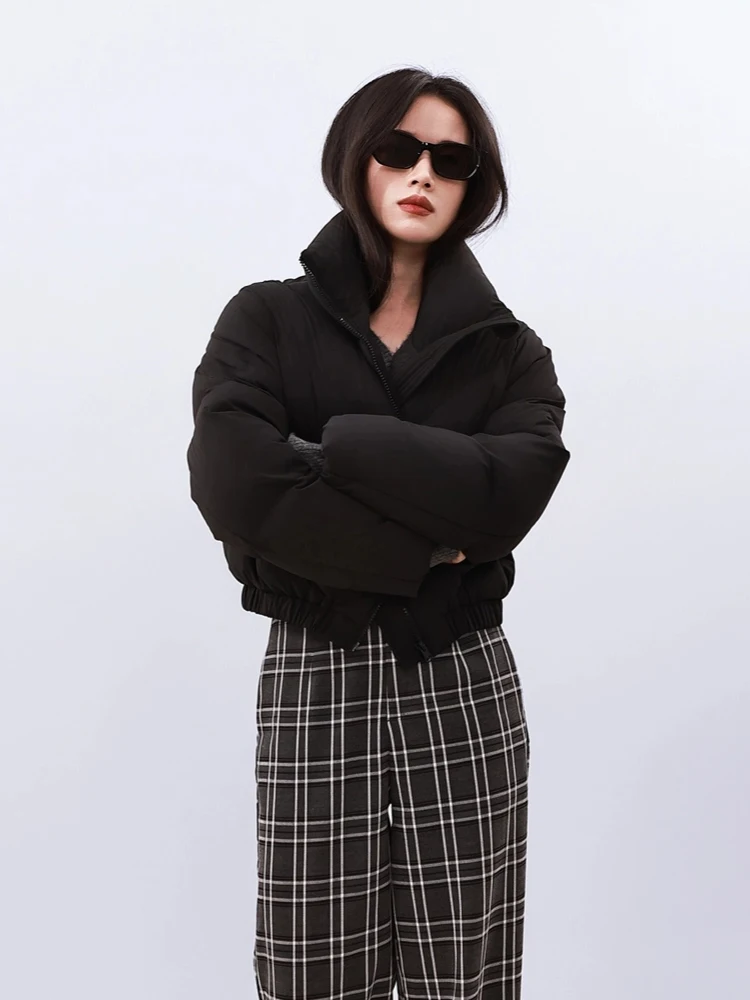 Повседневный модный пуховик на молнии женская теплая водолазка коричневого и