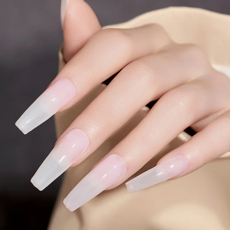 

100Pcs/Box Coffin Acrylic Full Cover Nail Tips no C-Curve Extension Nail System Kit Nail Seamless Translucent Matte DeCOR.