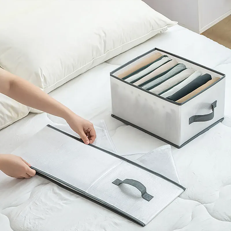 

Clothes and pants storage artifacts, household jeans compartmentalized, clothes divided, bags, baskets, wardrobes, layered boxes