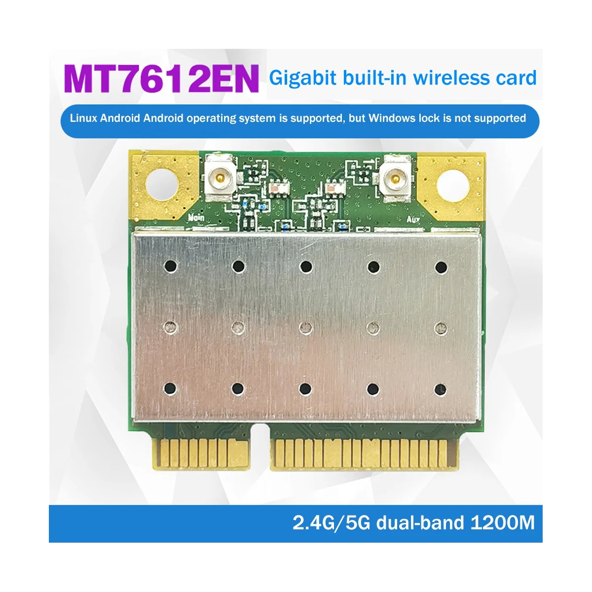 

MT7612EN 2,4G 5G Двухдиапазонная гигабитная Встроенная беспроводная сетевая карта MINI PCIE Wi-Fi сетевая карта для Linux Android