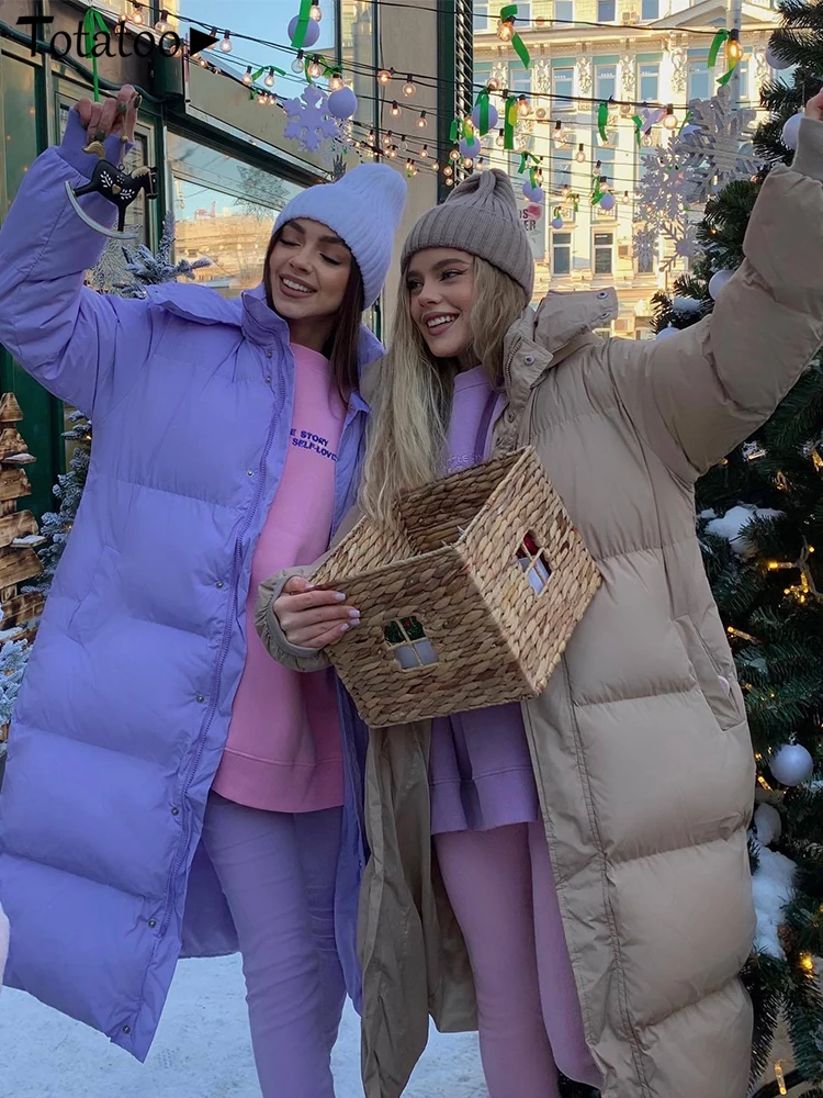 

Женская длинная парка в Корейском стиле Totatoop, зимняя плотная теплая куртка с капюшоном, прямая свободная одежда для снега, 2022