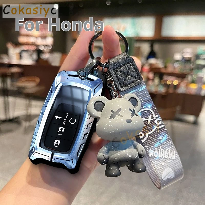 Zinc Alloy Silica Gel For Honda City Odyssey CIVIC CRV HRV Legend Jazz RR VTi Button Smart Remote Car Key Case Cover Keychain