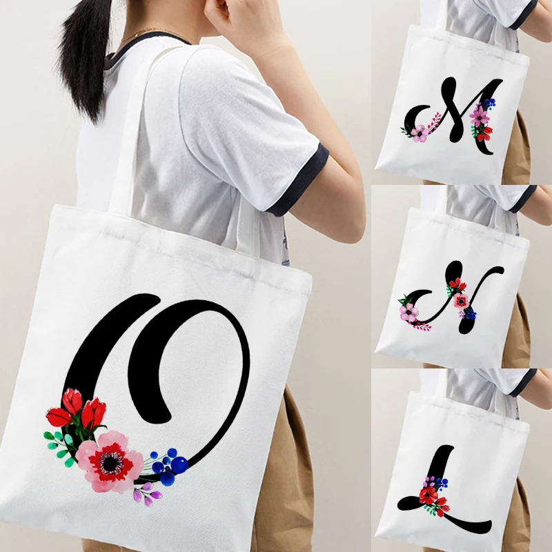 

Canvas Shopping Bag Letter Print Large Capacity Conventional Tote Bag Fashion Letter Printing Women's Shoulder Bag Simple Bags