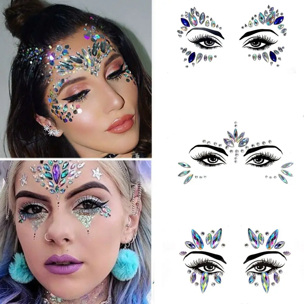 

Eyebrow Eye Face Adhesive Acrylic Resin Drill Diamond Face Sticker Handpicked Face Jewelry Forehead Stage Decor Sticker