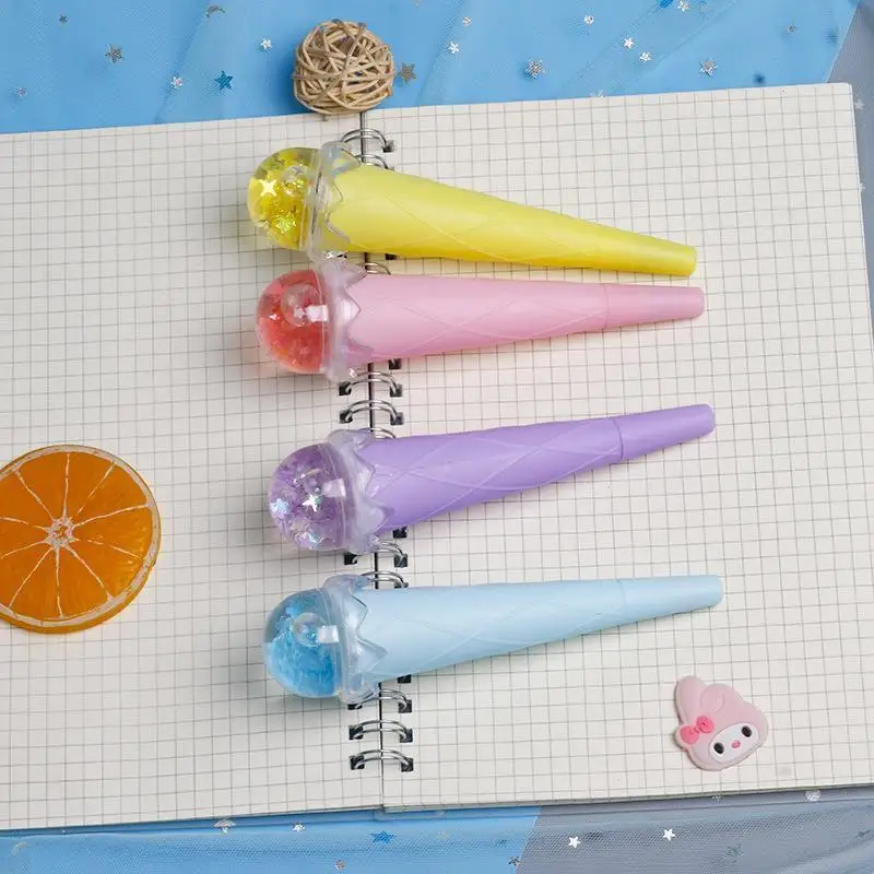 

Канцелярские товары Kawaii, мороженое, конус, блестки, гелевая ручка 0,5, милая форма, ручка для подписи для студента канцелярские принадлежност...