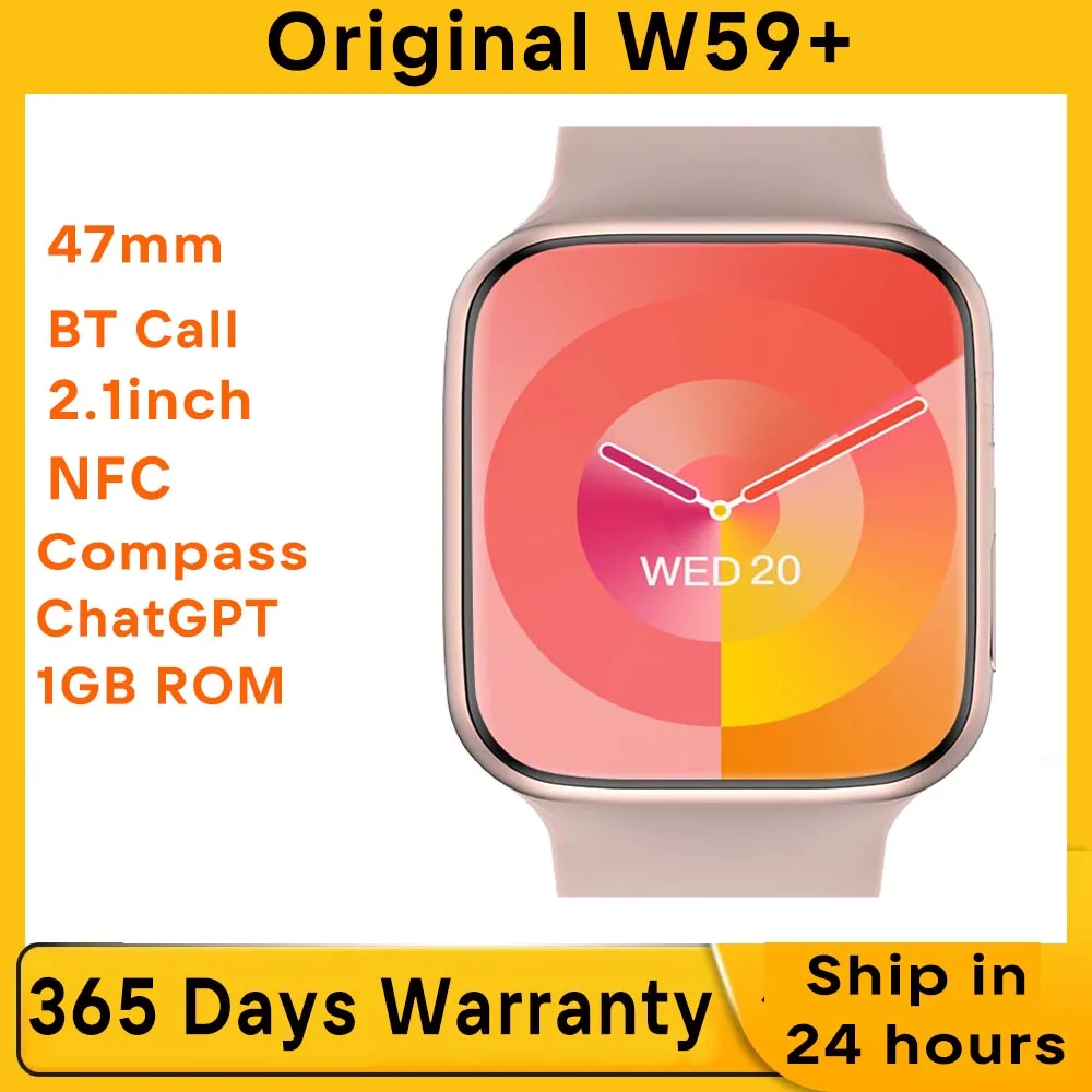 

ChatGPT W59+ 2.1'' 47mm 1GB ROM Smart Watch Compass NFC Feel Game BT Call Music Player IP68 Waterproof Smartwatch Men Women