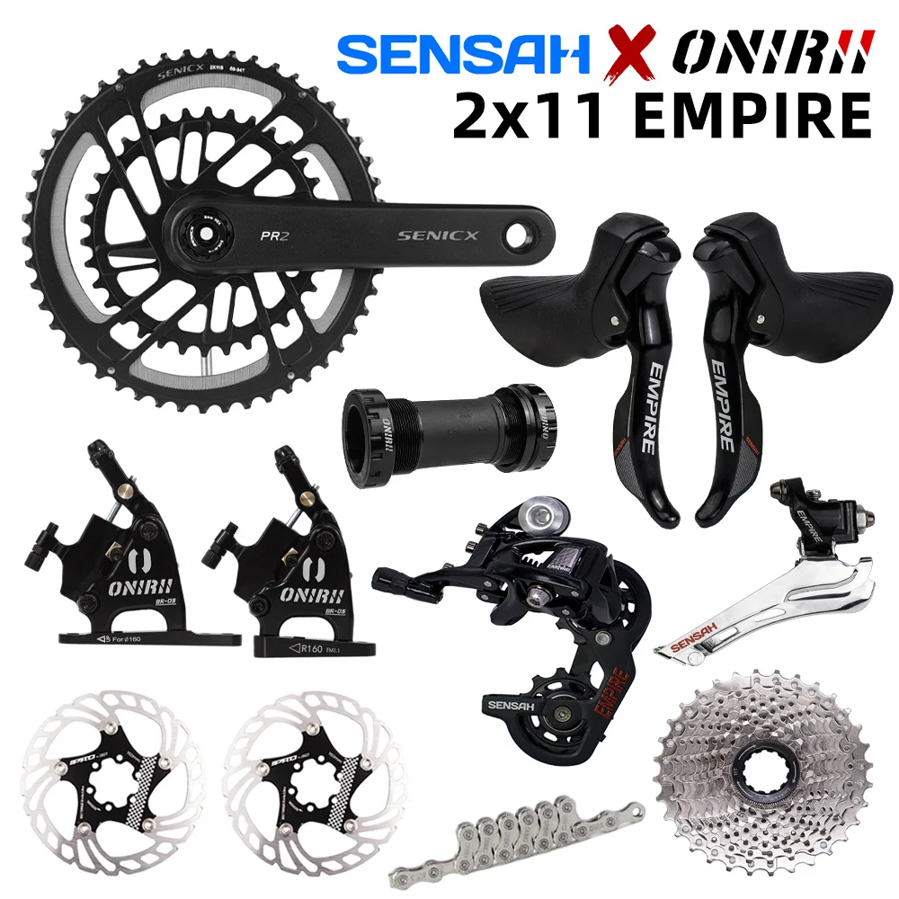 

Набор компонентов для шоссейного велосипеда SENSAH 2x11Speed EMPIRE с гидравлическими дисковыми тормозами 11 в переключатель передач цепи кассета кри...