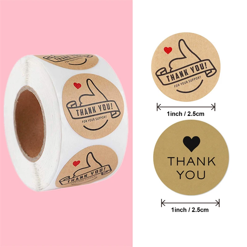 

500 шт., наклейки с надписью «Thank You»