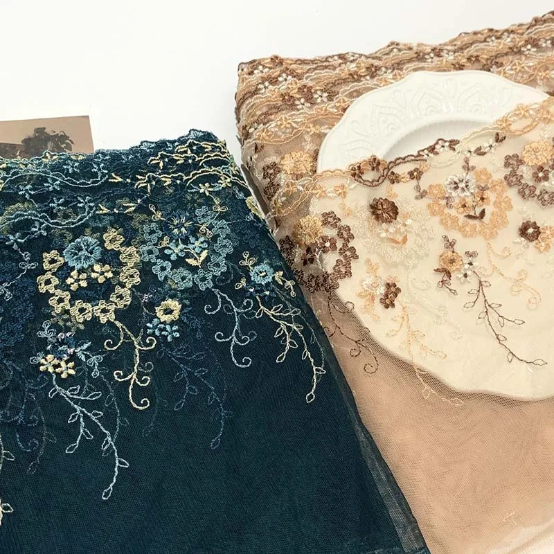 15 ярдов кружевная бейка с цветочной вышивкой темно-зеленая сетка аксессуары для