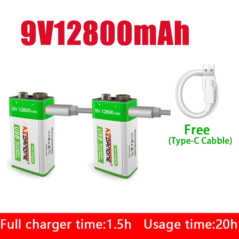 

NEW 9V 12800mAh li-ion Rechargeable battery Micro USB Batteries 9 v lithium for Multimeter Microphone Toy Remote Control KTV use