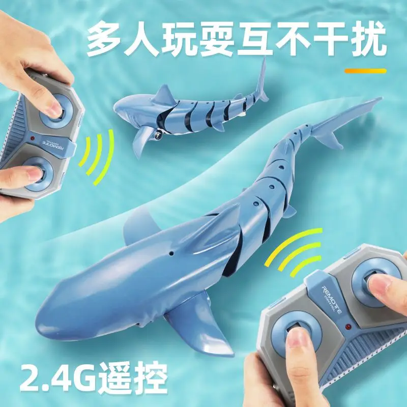 

2.4G remote control simulation electric shark boat model tail swing fish swimming new toys for children and boys shark toy
