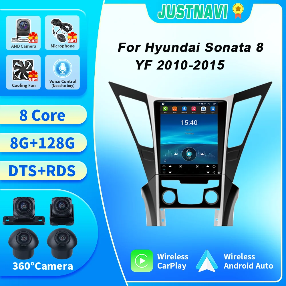 JUSTNAVI Tesla Style Car Radio Android For Hyundai Sonata 8 YF 2010-2015 Multimedia Stereo Navi DSP Carplay Unit Tape Recorder