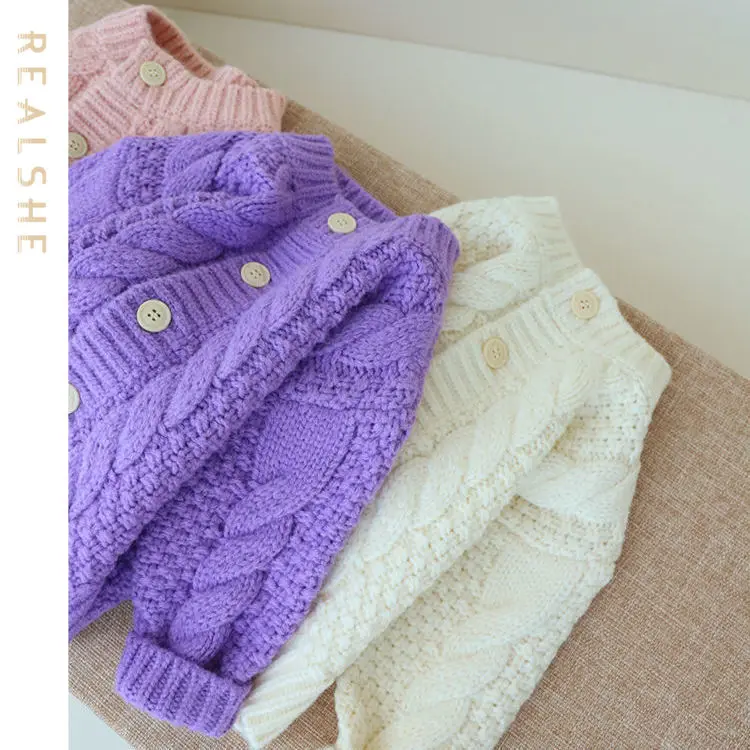 

Autumn Winter Kids Girls Clothes Solid Long Sleeve Knitting Sweater Loose Sweaters Coat 2023 New Sweater Jackets