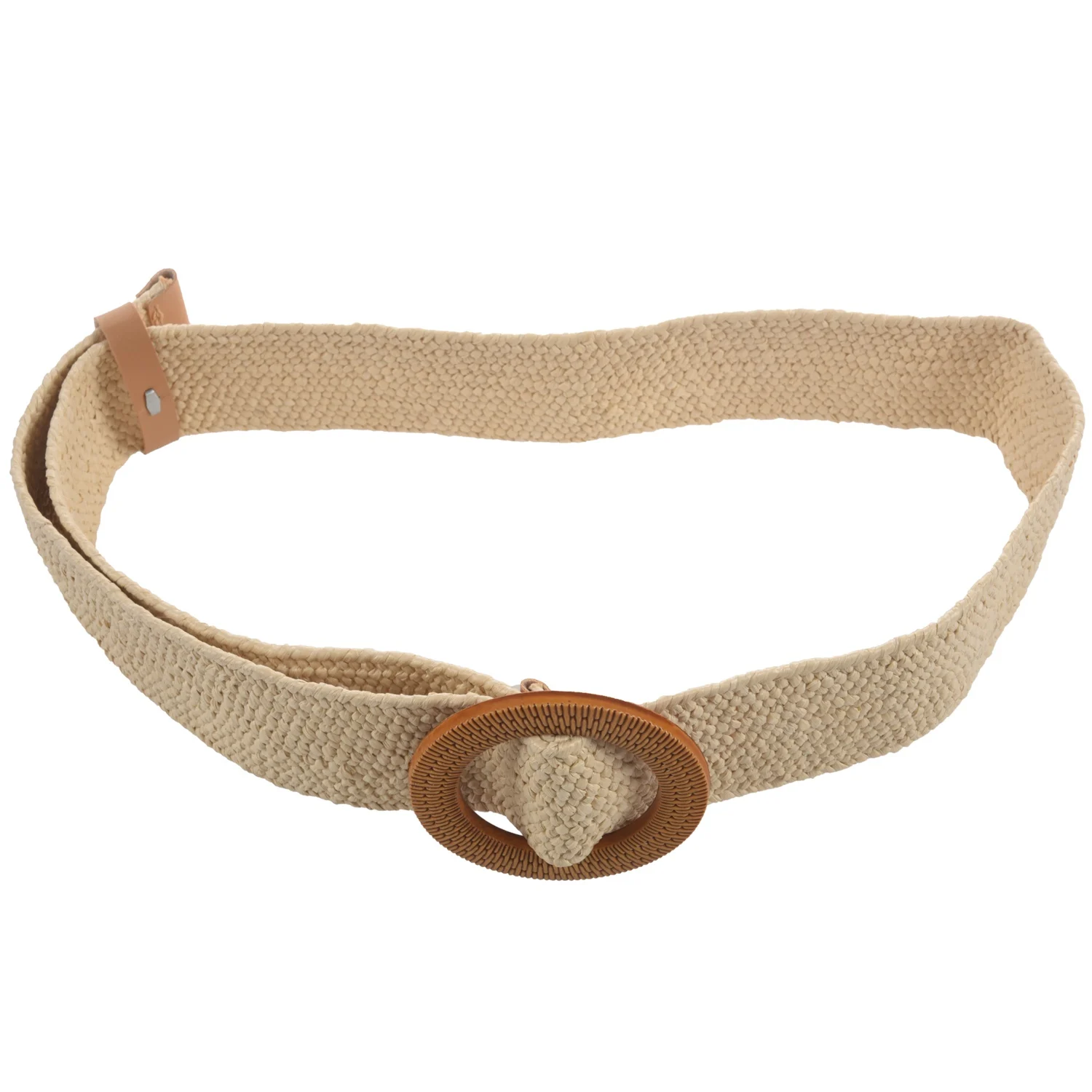 

Женский широкий Плетеный ремень из соломы, винтажная круглая деревянная Пряжка, ремень бежевого цвета для рубашки