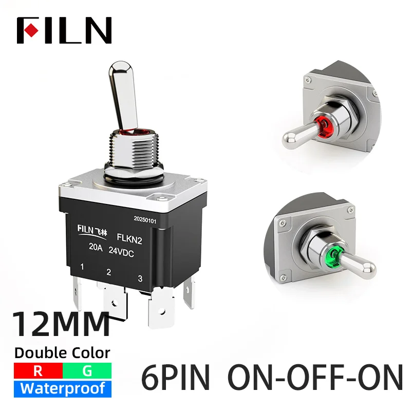 

1 шт. SPDT ON-OFF/ON-OFF-ON металлический тумблер двухцветный светодиодный 4/6-контактный фиксатор IP67 водонепроницаемые промышленные кулисные переключатели 12-24 В постоянного тока