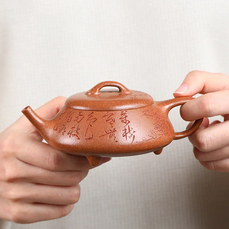 

150 мл исинская сырая руда, фиолетовые глиняные чайники, известные художники, чайник ручной работы, красивый чайник, китайский высококачественный чайный набор Zisha, коллекция