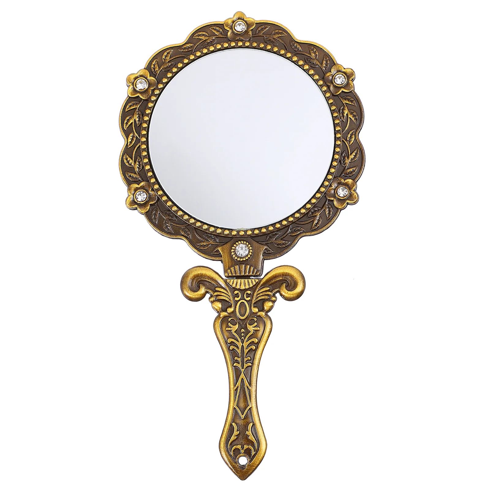 

Handheld Mirror Small Portable Desk Makeup Mini Zinc Alloy Woman Vanity Girlfriend Gift Vintage