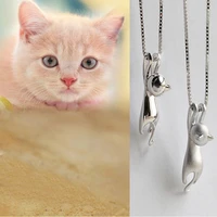 cute silver cat women necklace pendant jewelry statement cat lovers necklace for women fashion choker girlfriend gift 2022 new