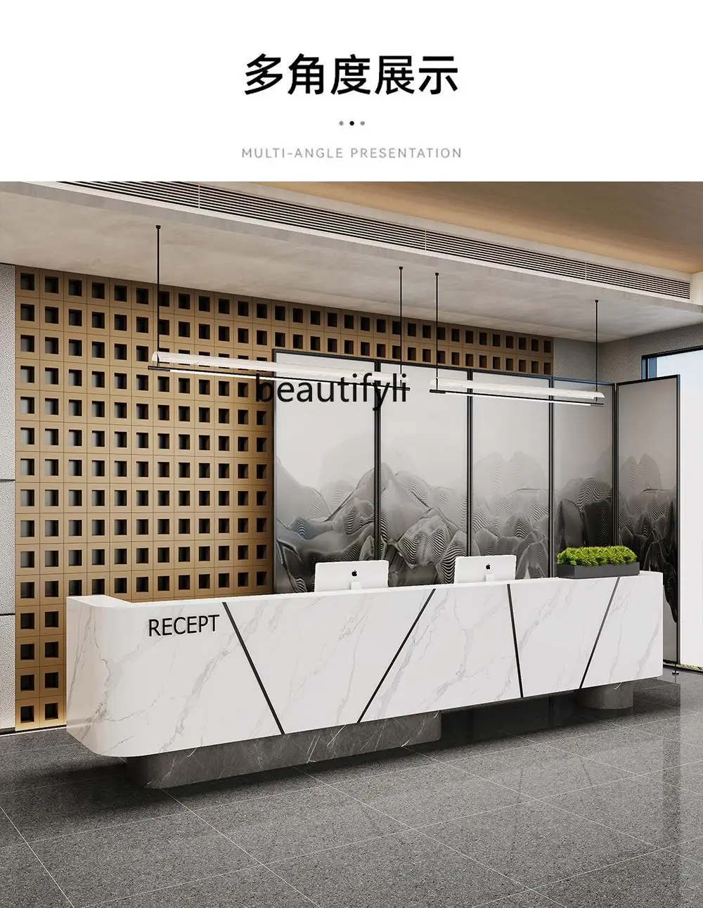 Стойка регистрации компании вестибюль отеля мраморный шифер фитнес бильярд