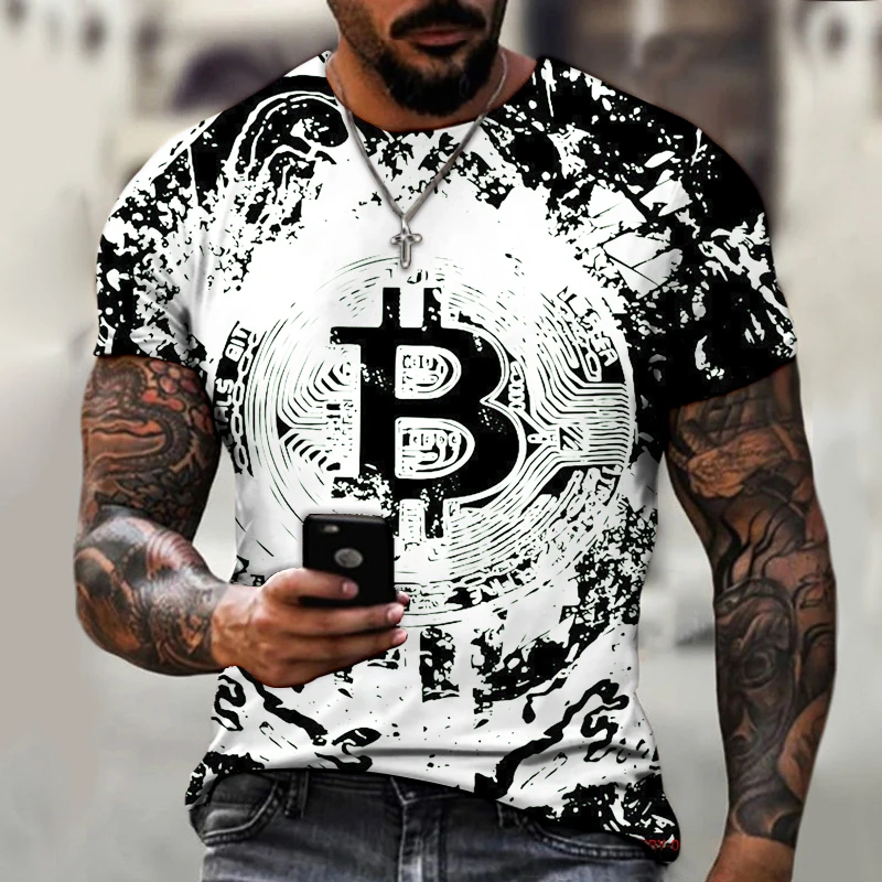 

2022 Summer T Shirt Men's Oversized Harajuku Bitcoin BTC Cryptocurrency Blockchain Christmas T Shirt Size XXS-6XL