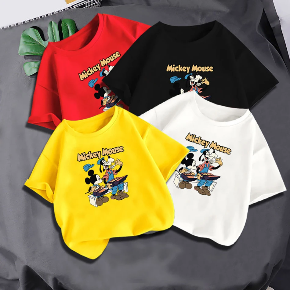 Детские футболки для мальчиков милые топы с Микки Маусом Детская уличная одежда