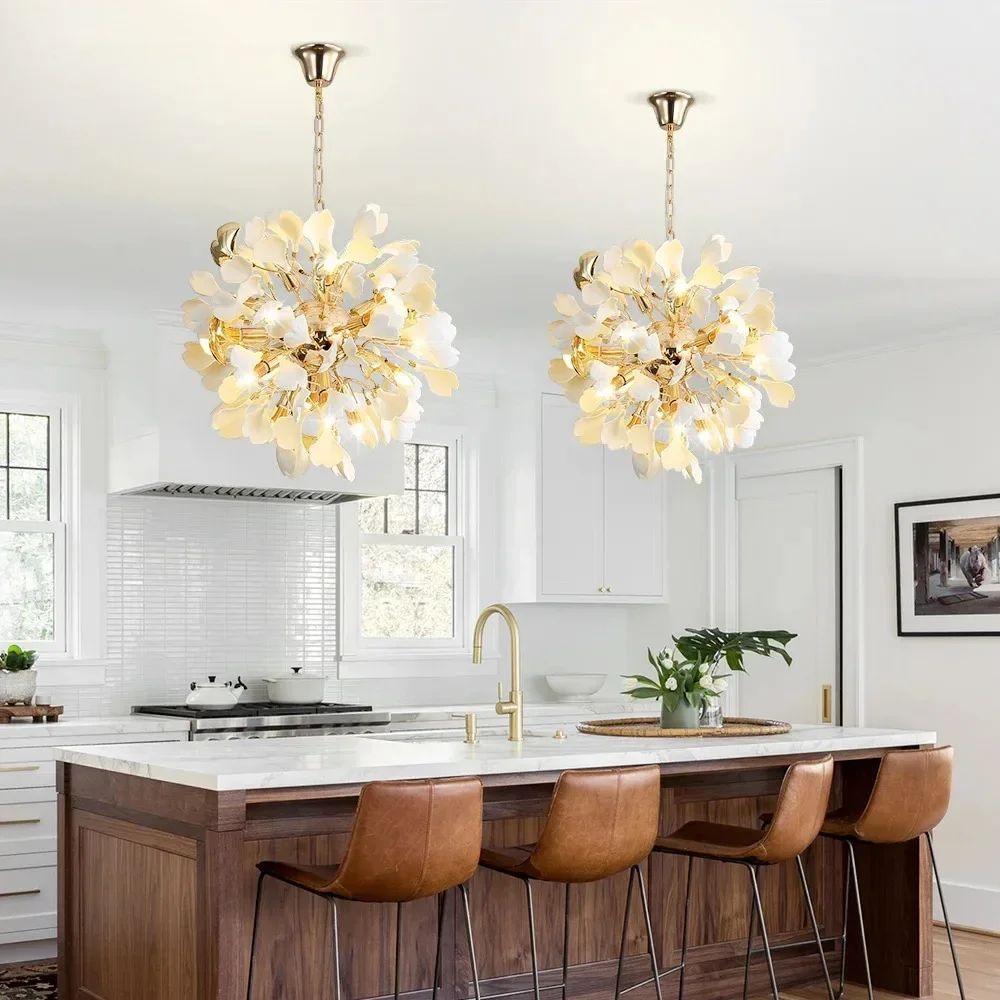 Современные подвесные светильники с листьями гинкго для спальни ванной комнаты