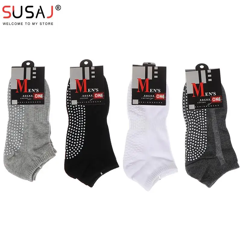 

1pair Men's Cotton Sport Non-slip Yoga Socks Breathable Anti Skid Floor Socks Sweat-absorbent Gym Fitness Sports Cotton Socks