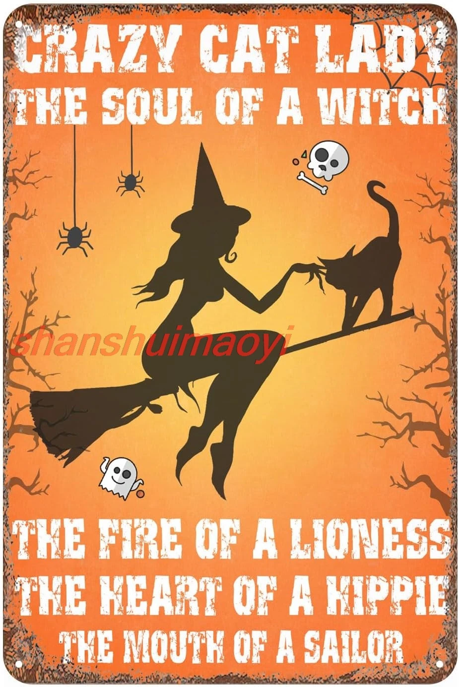 Сумасшедший кот женская вывеска душа ведьмы огонь львицы рот салонного бара
