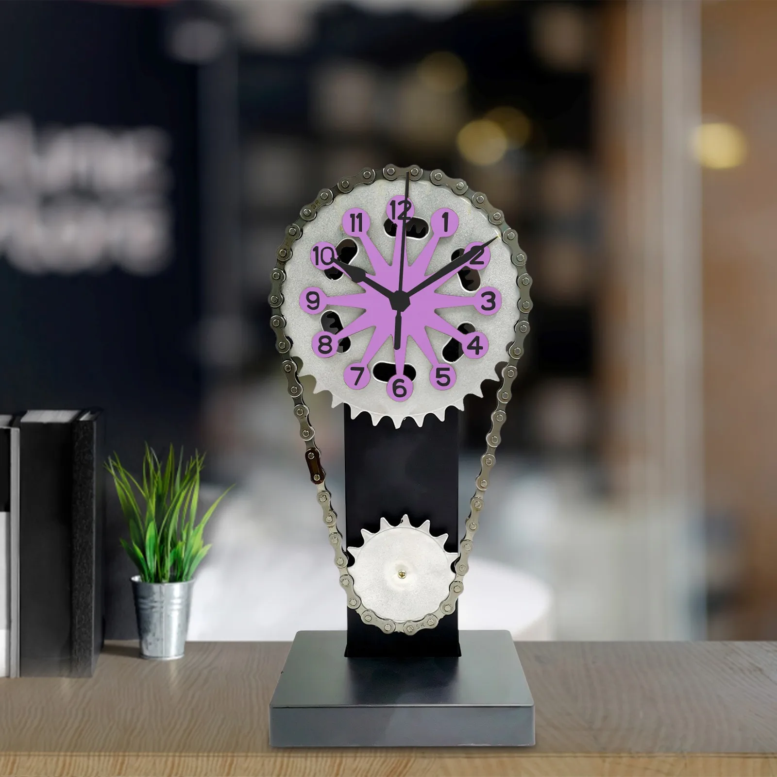 

Vintage Decorative Rotating Gear Clock Pendant Home Decor Pink Ornaments for Christmas Tree Small