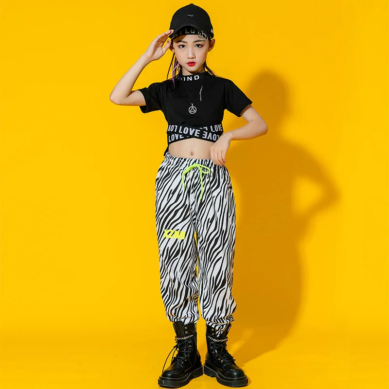 

Girls' Jazz Dance Clothes Summer Girls' High Waist Exposed Navel Trendy Clothes Children's Walk Show Performance Clothes Body