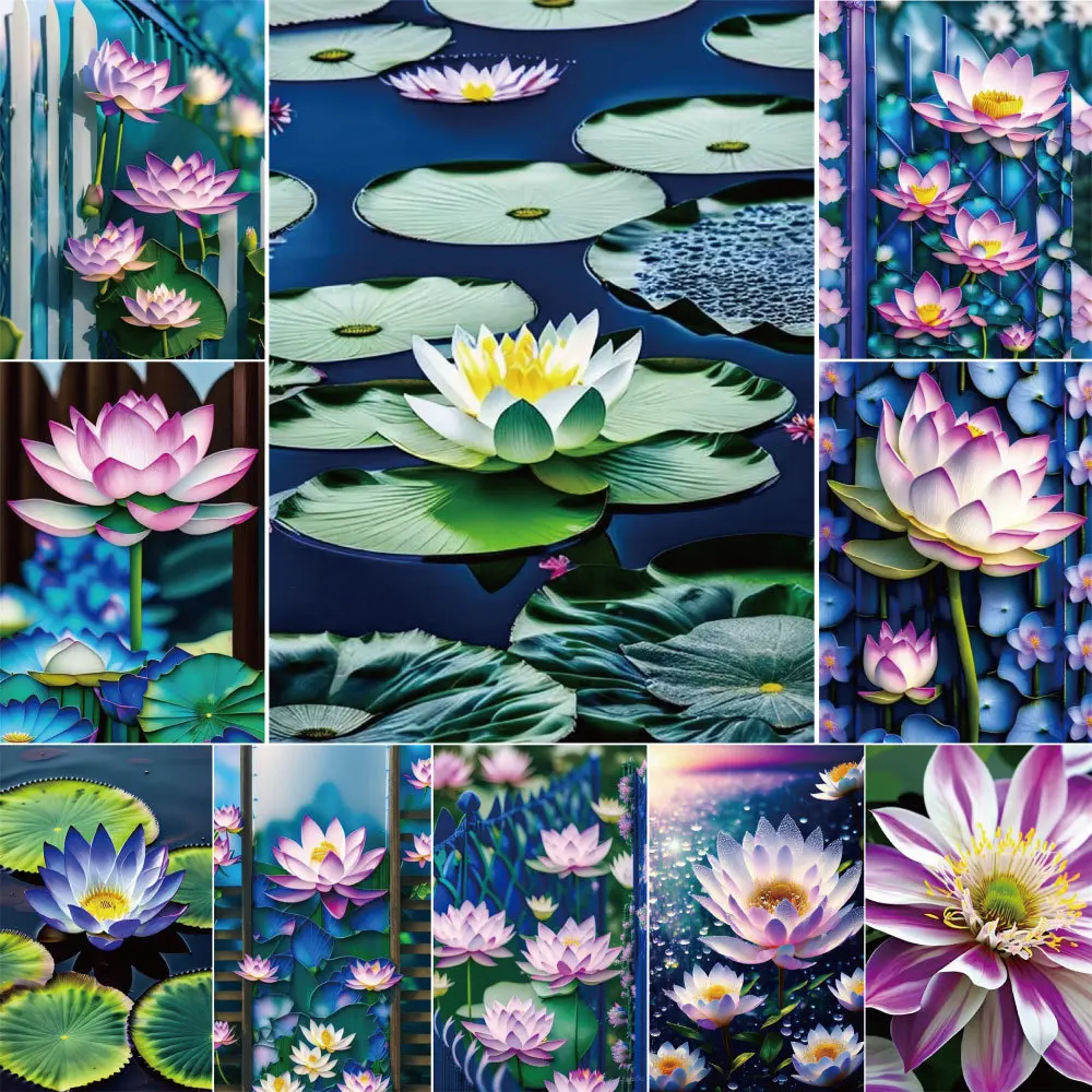 

Flowers Lotus DIY Paint By Numbers Complete Kit Acrylic Paints 40*50 Boards By Numbers Handmade For Kids Handiwork For Drawing