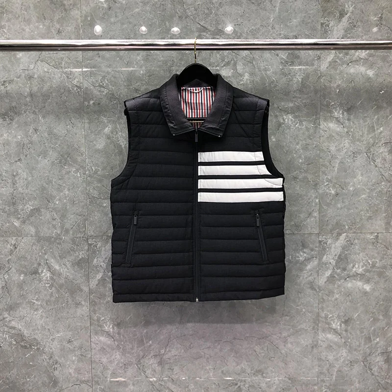 

Men's TB Winter THOM Water-Resistant Puffer Jacket Thicken Vest with Classic 4-bar Striped Design High Quality Coat