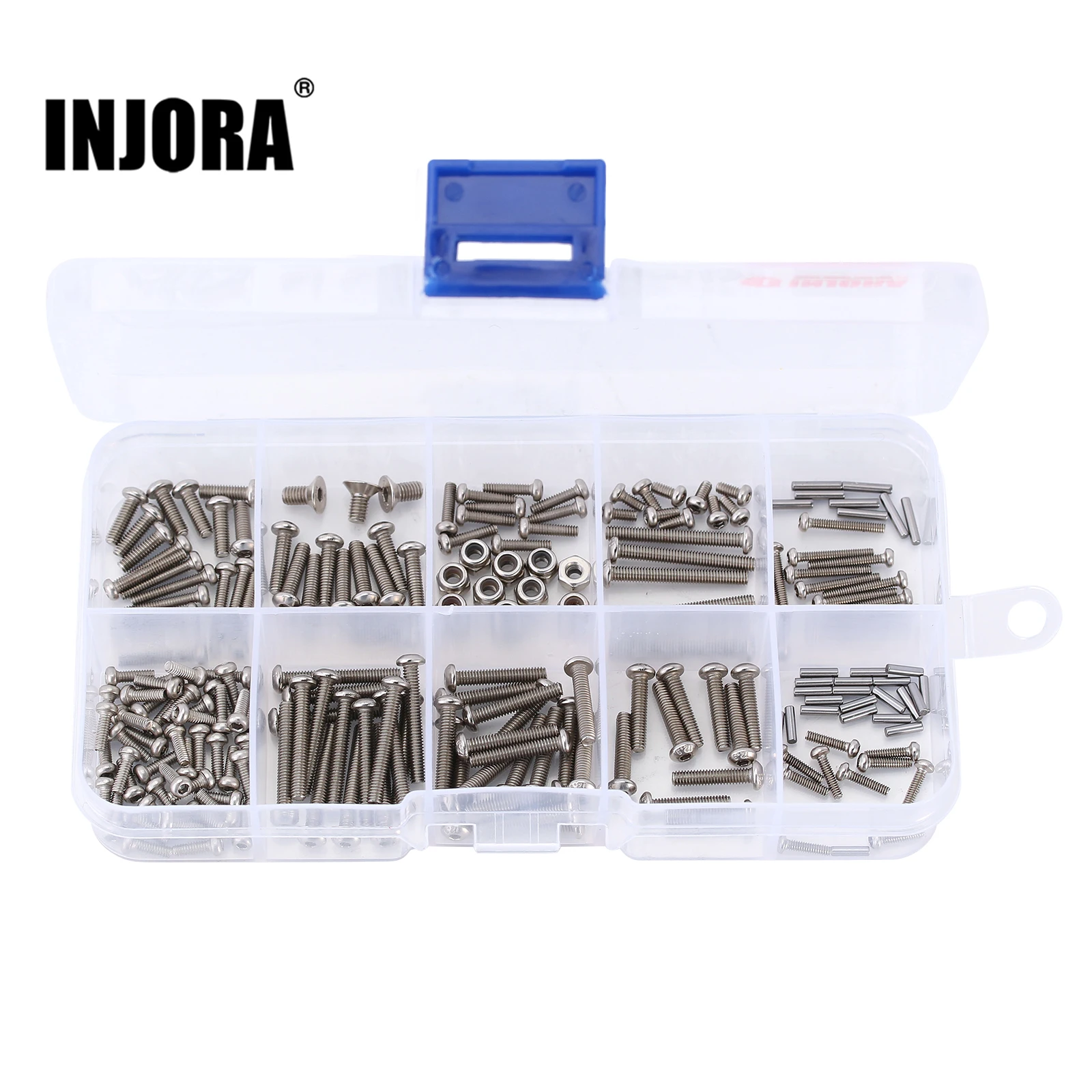 INJORA M1.6 M2 M2.5 Grade 12.9 Stainless Steel Hex Screws Nuts Hardware Kit for 1/18 RC Crawler TRX4M (4M-15)