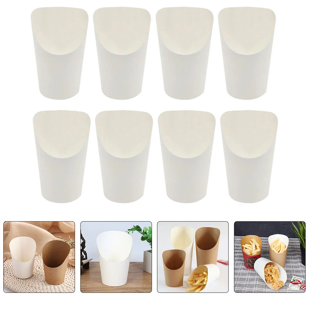 

50 Pcs Chip Cup Takeaway Mug Disposable Kraft Paper Cone Holder Ice Cream Food Containers Fries Mugs Oblique