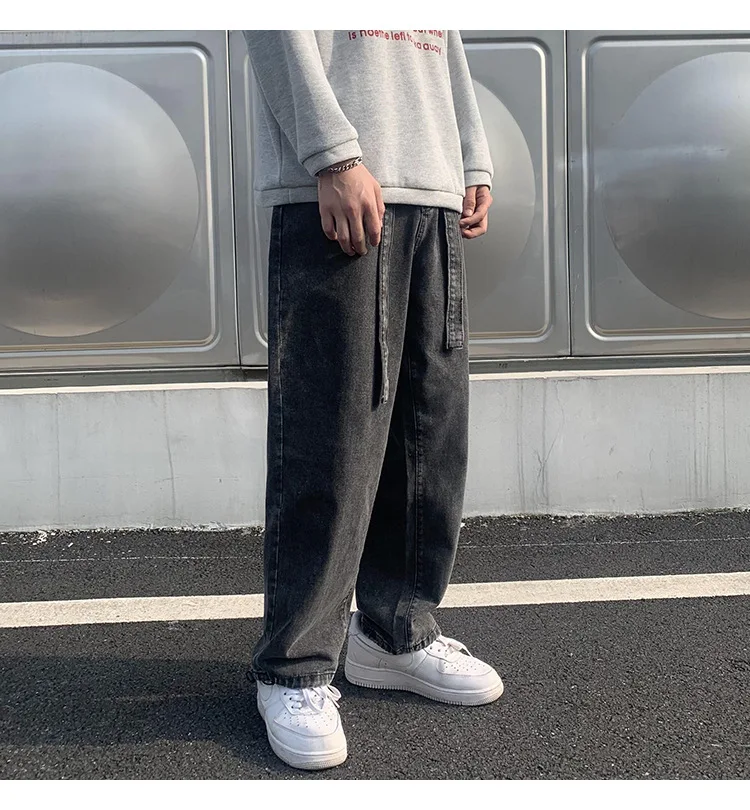 Men's Jeans Y2k Trend Retro Washed Loose Wide-leg Pants Solid Color Loose Casual Harajuku Fashion Streetwear Pants штаны мужские