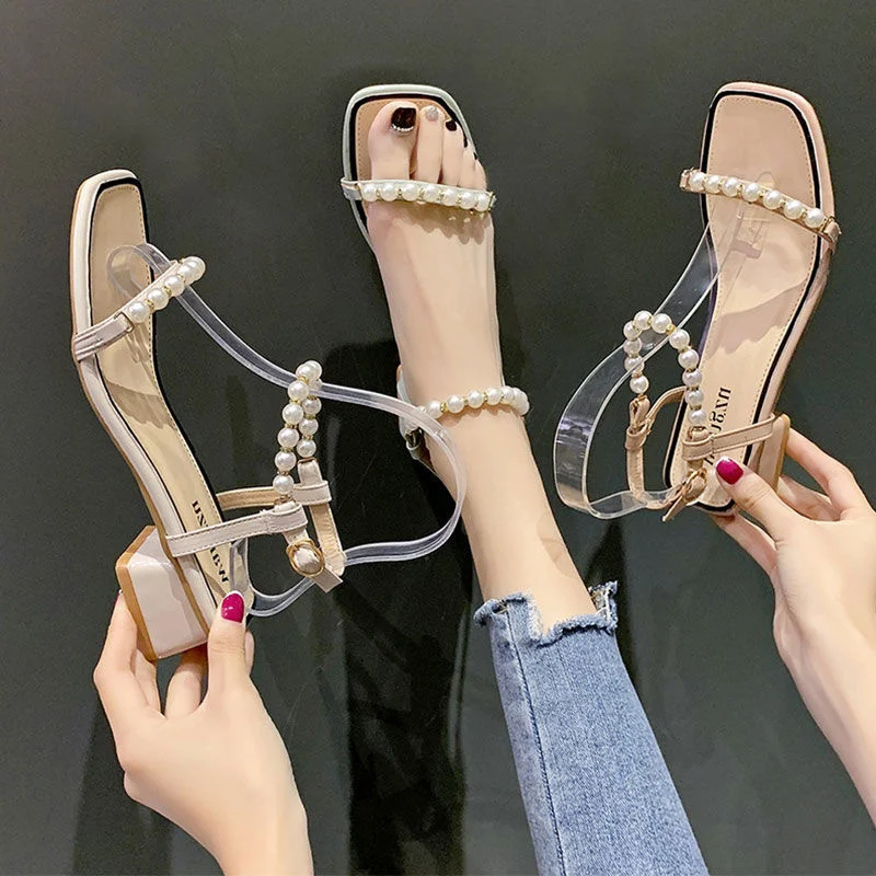

Shoes Women Slippers Button High Heel Sandales Femmes