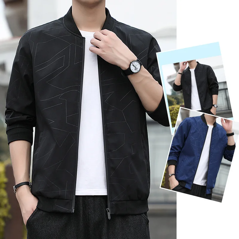 

Модная мужская куртка-бомбер 2023, приталенная ветровка, мужские демисезонные тонкие бейсбольные куртки, повседневная мужская однотонная куртка, верхняя одежда