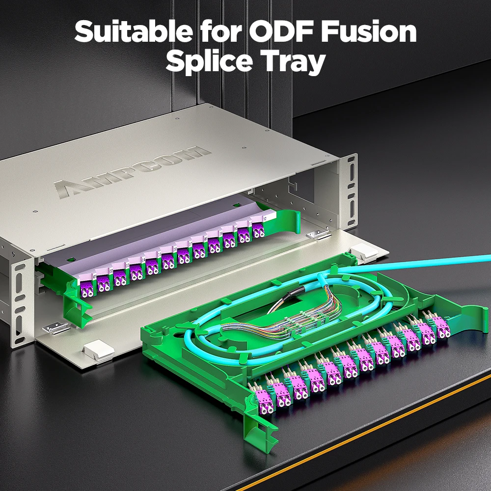 Волоконно-оптические косички AMPCOM 12-волоконные многорежимные LC OM4 50/125 мкм LSZH UPC для