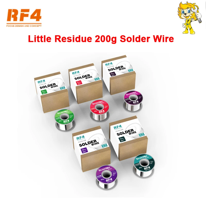 RF4 припой с проводом от 0,3 мм до 1,0 мм, 200 г, бессвинцовый припой, Оловянная проволока, низкотемпературный плавильный припой с флюсом 2% для фототехники